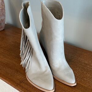 Dolce Vita Light Gray Fringe Ankle Boots
